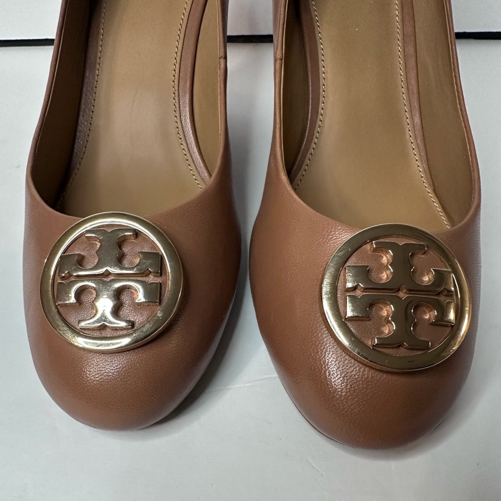 Tory Burch Women's Brown Leather Wedges Sz.8.5 - Picture 8 of 9
